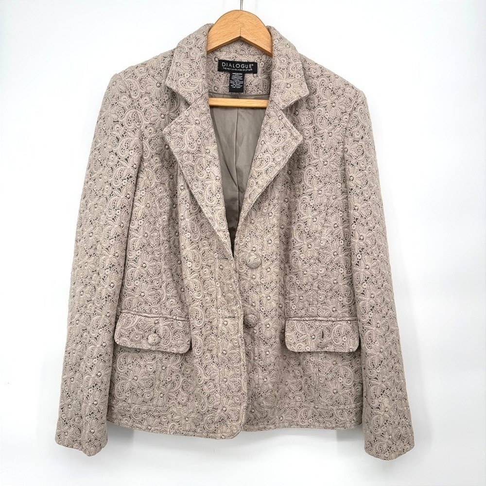 Dialogue Jacket Blazer Floral Lace Embroidered Boho Cottage Core Romantic Medium